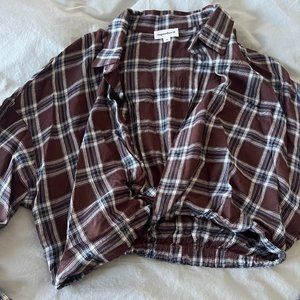 Revolve Superdown Plaid Rae Crop Top Blouse